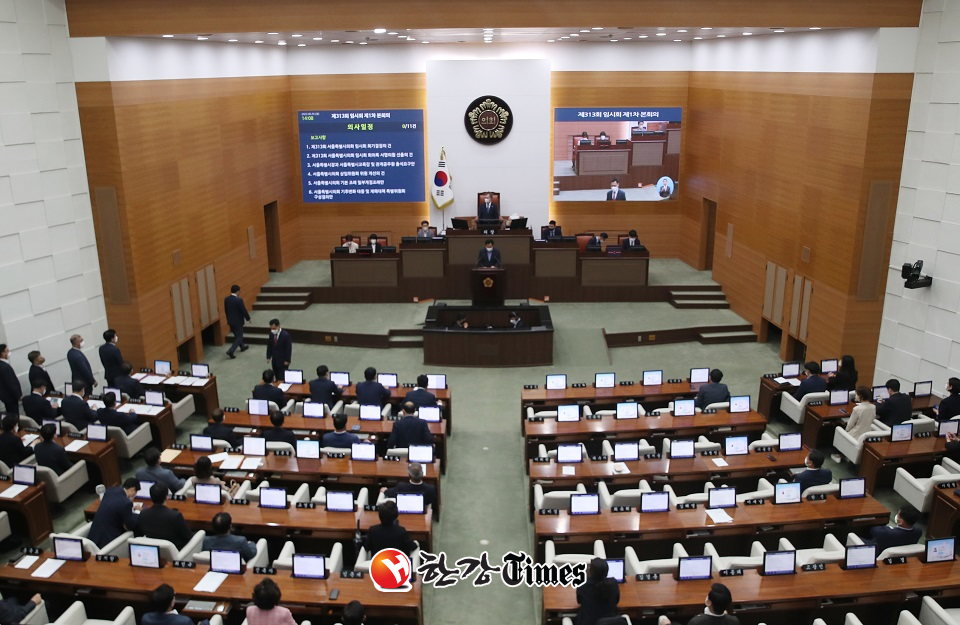 29일 서울시의회에서 제313회 임시회 제1차 본회의가 열리고 있다. (사진=뉴시스)